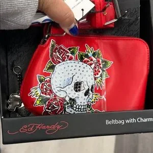 Ed Hardy | Bags | Ed Hardy Red Clutch With Skull And Rose  display picture 3